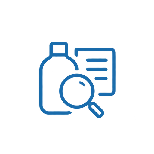 Bottle sample and drawing inspection icon